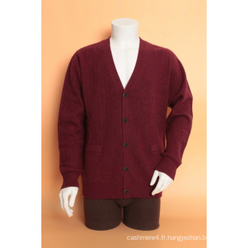 Yak Wool / Cachemire Deep V Neck Cardigan Pull à manches longues